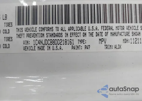 2013 Jeep Compass Limited z USA, uszkodzony, nr VIN 1C4NJDCB8DD218161